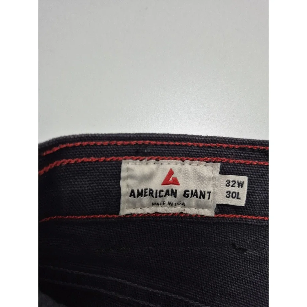 American Giant Straight Jeans Mens 32x30 Gray Dark Wash Regular Fit Denim USA